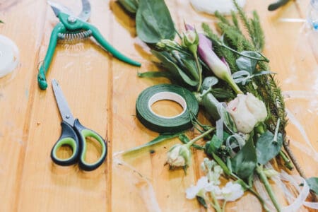 Greenery and supplies for boutonnieres
